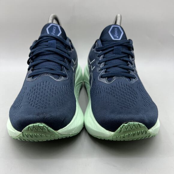 Asics Dark Blue and Light Green Running Shoes - Picture 2 of 10